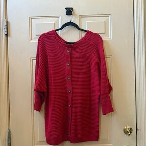 Red Button-Up Women's Sweater
